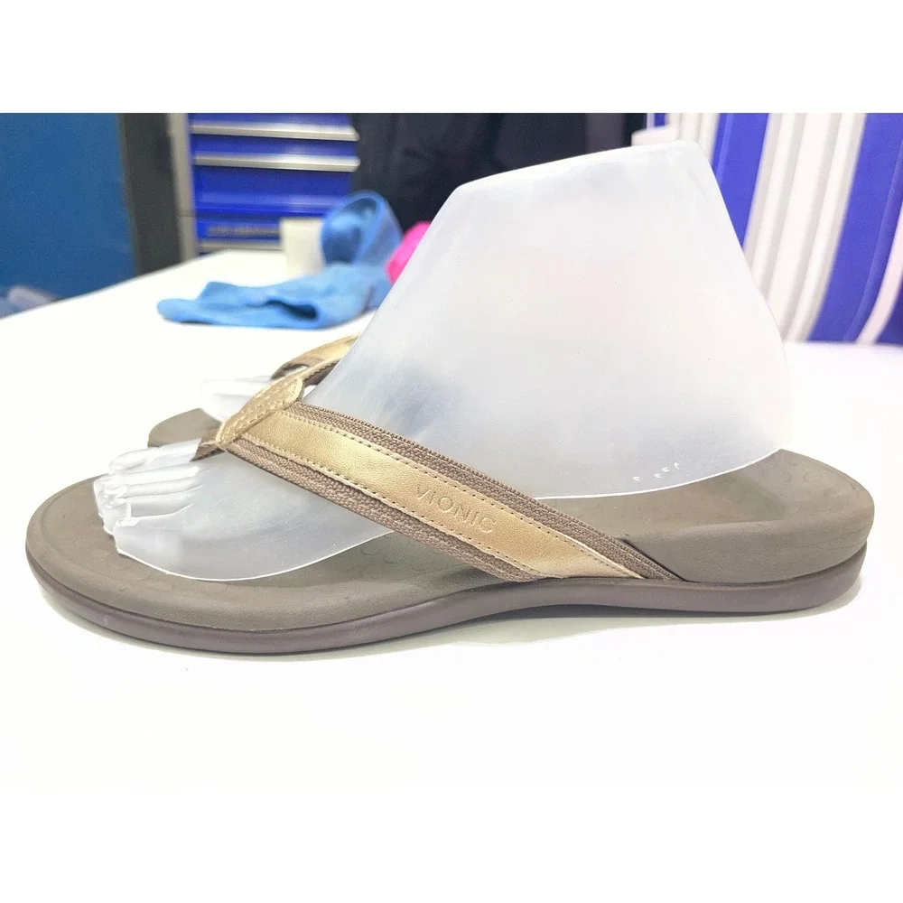 Vionic Tide Bronze Brown Orthotic Flip Flops Womens Size 9 Sandals 04-2021